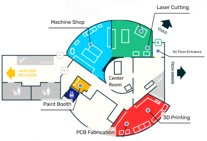 Map of The Hive Makerspace, First Floor